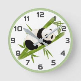 Green Bamboo Trees Panda Bear Wall Clock Runde Wanduhr