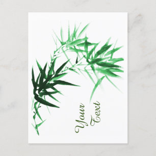 Green Bamboo Twig Feiertagspostkarte
