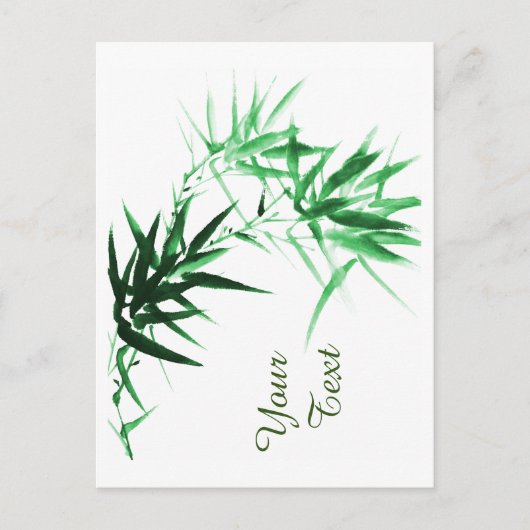 Green Bamboo Twig Feiertagspostkarte (Vorderseite)