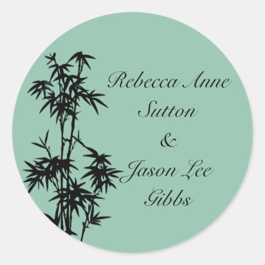 Green Bamboo Wedding Stickers (Vorderseite)