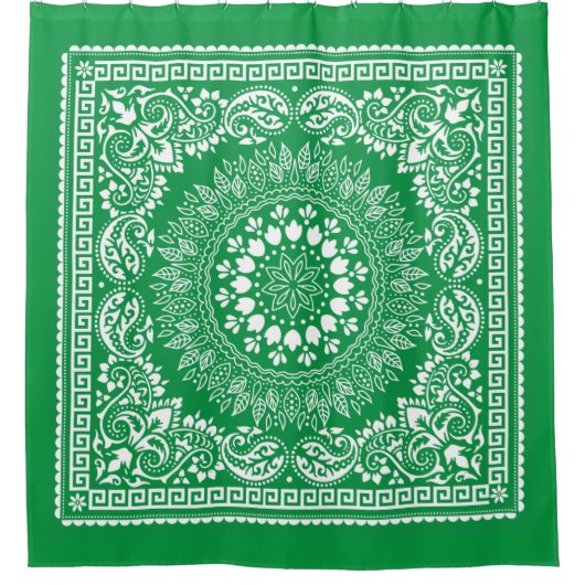 Green Bandana Muster-4 Duschvorhang (Vorderseite)