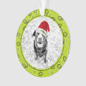 Green Bandana Pet Foto NAME Weihnachtsspass Ornament (Vorderseite)