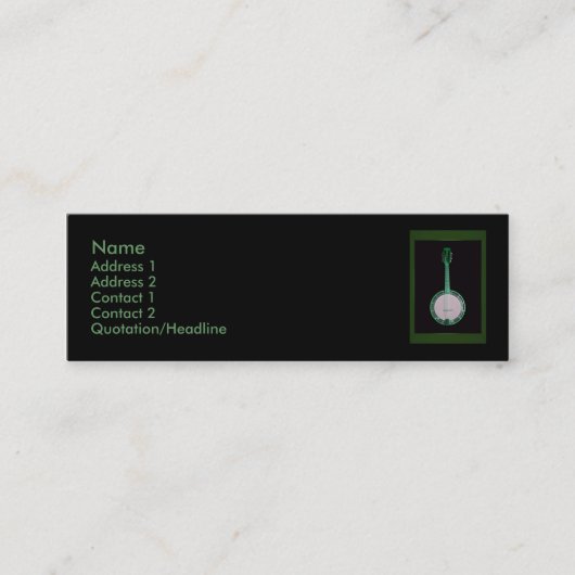 Green Banjo Business Card Mini Visitenkarte (Vorderseite)