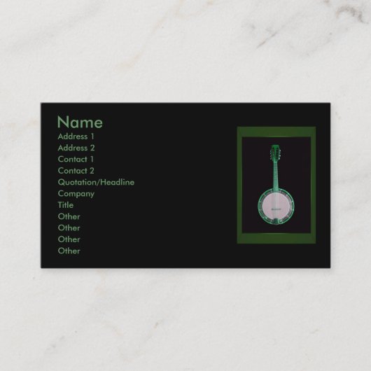 Green Banjo Business Card Visitenkarte (Vorderseite)