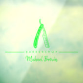 Green Barber Razor Logo Business Fensteraufkleber (Blatt 3)