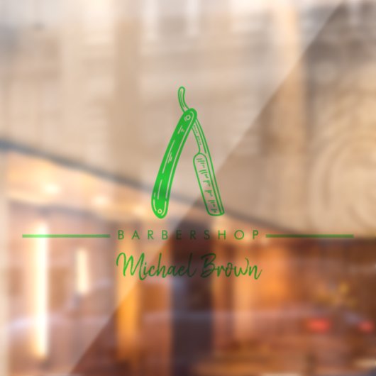 Green Barber Razor Logo Business Fensteraufkleber (Blatt 2)
