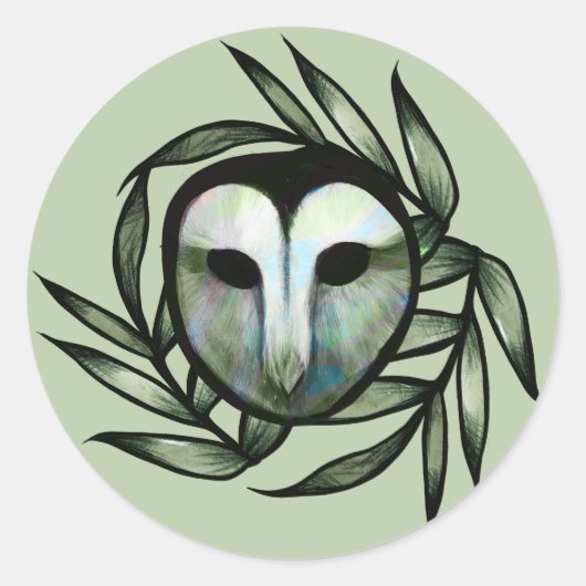 Green Barn Owl                                     Runder Aufkleber (Vorderseite)