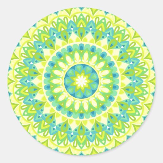 Green Base Mandala Runder Aufkleber (Vorderseite)
