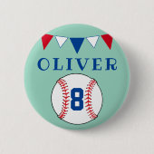 Green Baseball Bunting Flags Kindergeburtstag Button (Vorderseite)