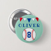 Green Baseball Bunting Flags Kindergeburtstag Button (Vorne & Hinten)