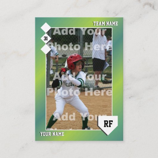 Green Baseball Trading Card - Benutzerdefinierte S Telefonnummerkarte (Vorderseite)