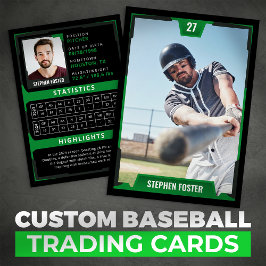Green Baseball Trading Card - Spielerprofil Telefonnummerkarte