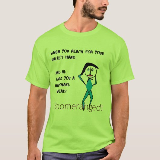 Green Basic Uncle Handshake Boomeranged T-Shirt (Vorderseite)