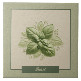 Green Basil Herb Kitchen Faux Relief Fliese
