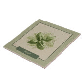 Green Basil Herb Kitchen Faux Relief Fliese (Seite)