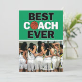 Green Basketball Coach Bestes je individuelles Fot Dankeskarte (Stehend Vorderseite)