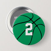 Green Basketball Custom Player Jersey Number Sport Button (Vorne & Hinten)