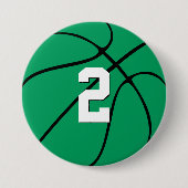 Green Basketball Custom Player Jersey Number Sport Button (Vorderseite)