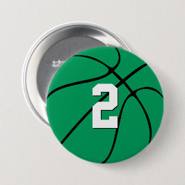 Green Basketball Custom Player Jersey Number Sport Button
