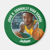 Green Basketball Player High School Photo Magnet (Vorne)