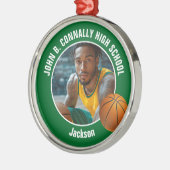 Green Basketball Player Photo Christmas Ornament Aus Metall (Links)