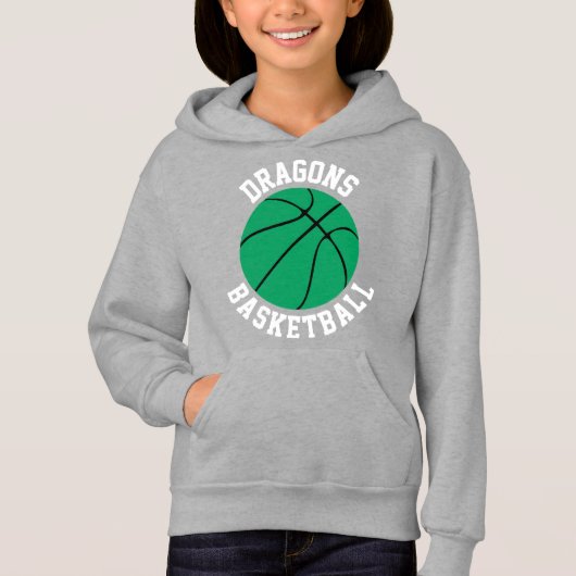 Green Basketball Team Individuelle Name und Anzahl Hoodie (Vorderseite)