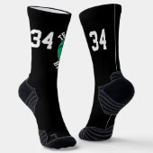 Green Basketball Team Name & Nummer Sport Socken (Gewinkelt)
