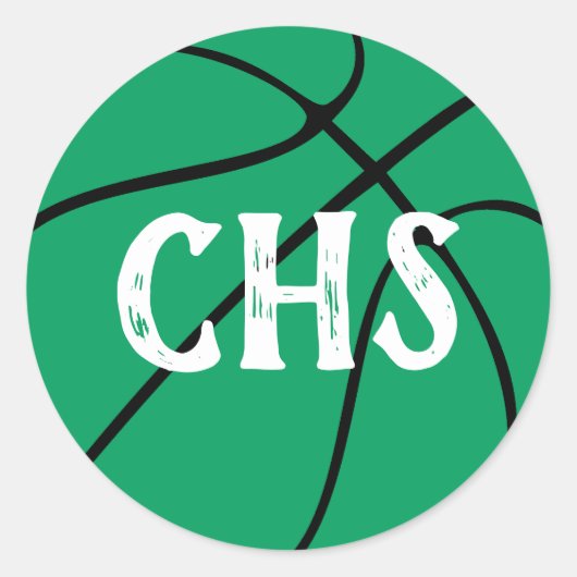 Green Basketball Team Party, Pep Kundgebung oder E Runder Aufkleber (Vorderseite)