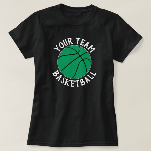Green Basketball Team, Spielername und Jersey-Numm T-Shirt (Design vorne)