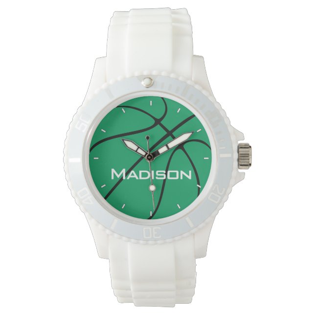 Green Basketball Womens Custom Team oder Player Na Armbanduhr (Vorderseite)