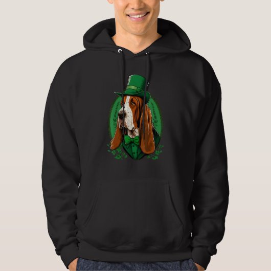 Green Basset Hound shamrock on St Patricks Day Bas Hoodie (Vorderseite)