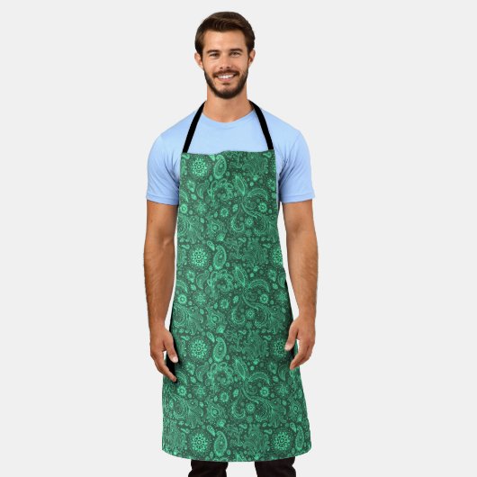 Green batik boho style floral paisley pattern schürze (Getragen)