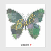Green Batik Patchwork Butterfly Sticker (Blatt)