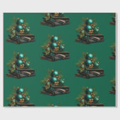 Green Bauble Ornament Christmas Wrapping Paper Geschenkpapier (Flach)