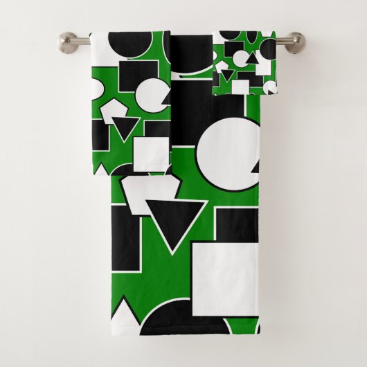 Green Bauhaus Collage Badhandtuch Set (Insitu)