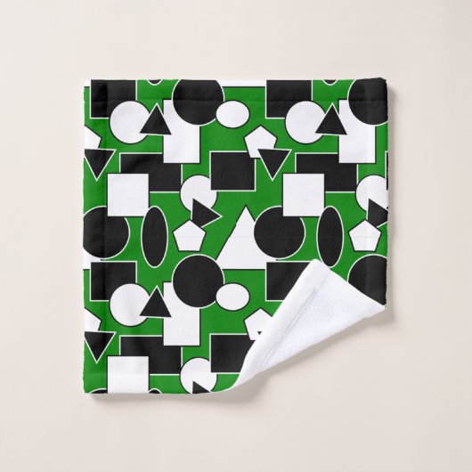 Green Bauhaus Collage Badhandtuch Set (Waschlappen)