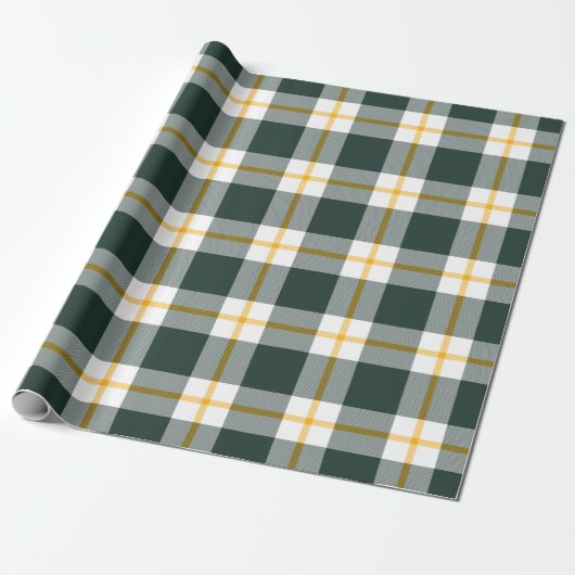 Green Bay Football Kariert Wrapping Paper Geschenkpapier (Ungerollt)