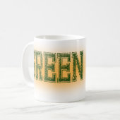 Green Bay-Grün und GoldSchmutz Kaffeetasse (Vorderseite Links)