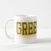 Green Bay-Grün und GoldSchmutz Kaffeetasse (Links)