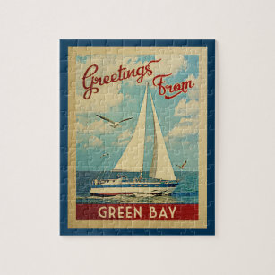 Green Bay Sailboat Vintage Travel Wisconsin Puzzle