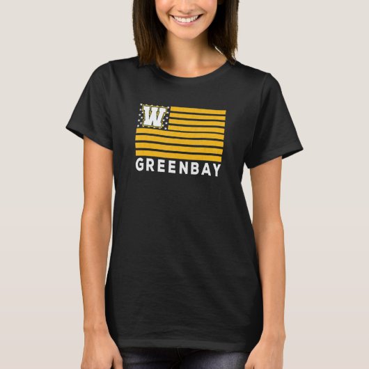 Green Bay USA Flag Dark GreenYellow Green Bay Amer T-Shirt (Vorderseite)