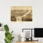 Green Bay WI 1867 Antique Panoramabalkarte Poster (Heimbüro)