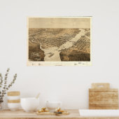 Green Bay WI 1867 Antique Panoramabalkarte Poster (Küche)