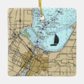 Green Bay WI-Seekarte Keramikornament (Vorderseite)