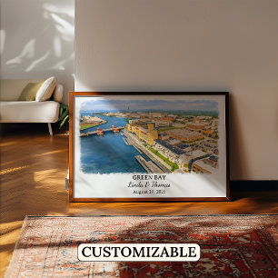 Green Bay Wisconsin Poster, Aquarell, Maßgeschneid Poster