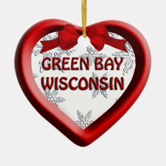 Green Bay Wisconsin Weihnachtsschmuck im Herzen (Vorne)