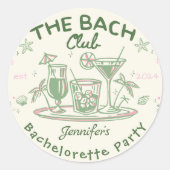Green Beach Cocktail Bachelorette Wochenende Runder Aufkleber (Vorderseite)
