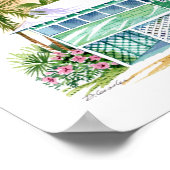 Green Beach Hütte Tropeninsel Wasserfarbe Poster (Ecke)