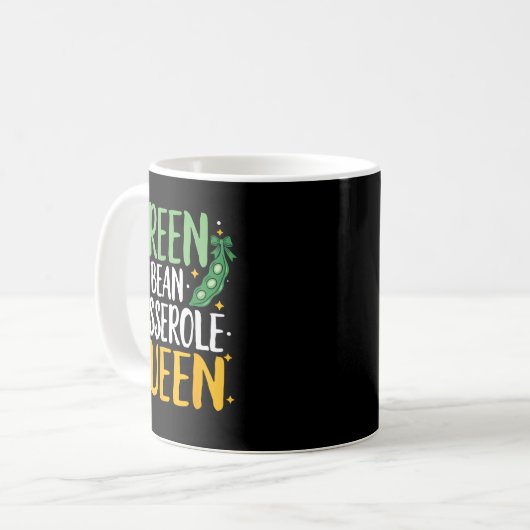 Green Bean Cerole Queen Kitchen Funny Thanksgiving Kaffeetasse (Vorderseite Links)