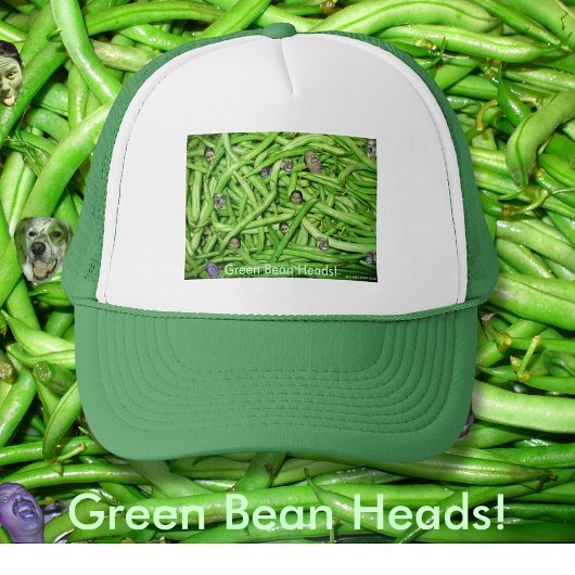 Green Bean Heads Funny Foto Garden Faces Truckerkappe